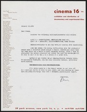 General correspondence, 1951: Art in Cinema collection