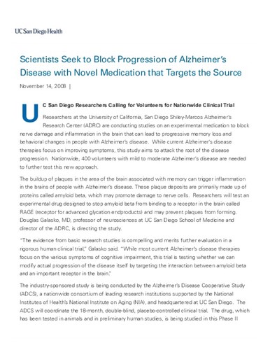 Scientists Seek to Block Progression of Alzheimer’s Disease with Novel Medication that Targets the Source