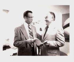 Don Harris and Representative Don Clausen at Palm Drive Hospital, about 1970