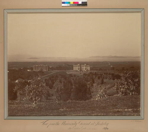 View from the university ground [sic] at Berkeley: the Golden Gate (in the distance)