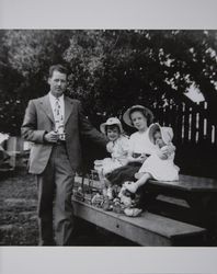 Lewis B. Evans and his three daughters on Easter Sunday in Petaluma, California, 1949