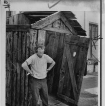 Nils Hiorth of S.D. spent $200 to build an authentic early outhouse, which he donated to Old Town State Park... Officials declined the gift