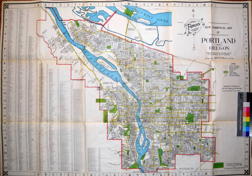 Fergie's new commercial map of Portland, Oregon : compiled from official records on file in the Office of the City Engineer / Compiled and drawn by H. L. Morian and E. I. Hannaford