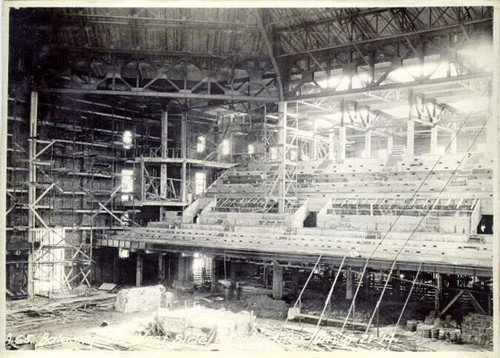 [Construction of San Francisco Civic Auditorium - balcony on west side]