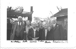 W.J. Meeker, Ruth Smith, Carrie B. Smith Meeker (Ed's sister), Amelia Smith, Rhoda and Edwin Smith, taken December 12, 1943