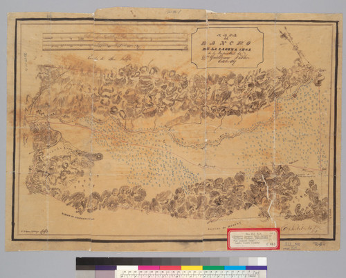 Mapa del Rancho de la Laguna Seca : de la propriedad [sic] de Dn. Guillermo Fisher [Santa Clara Co., Calif.] / C.S. Lyman, Surveyor (copy)