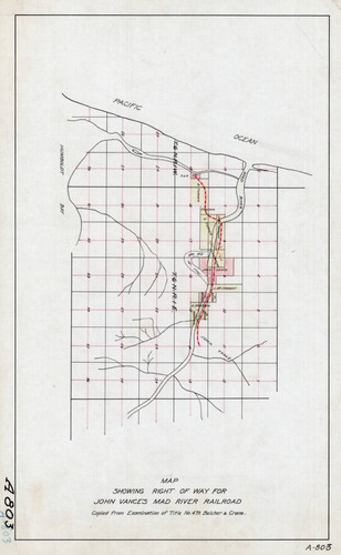 Map Showing Right of Way for John Vance's Mad River Railroad