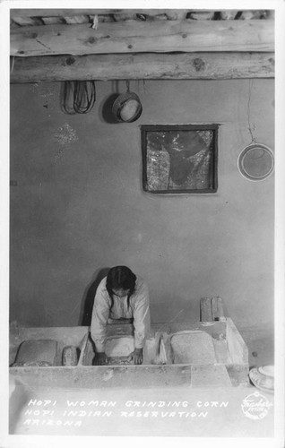 Hopi Woman Grinding Corn Hopi Indian Reservation Arizona