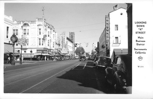 Looking Down "K" Street Main Business District Sacramento California