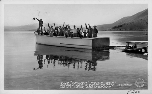 The "Venita" Motor Boat Ready for a Tirp to the Island Mono Lake, California