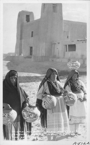 Acoma Pueblo Indian Pottery Vendors, Acoma, New Mexico, "The Sky City"