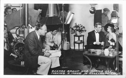 George Brent and Myrna Loy Making A Movie in Hollywood, Calif