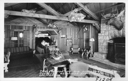 The Lounge of Big Sur Lodge, Pfeiffer Redwoods State Park, California