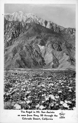 The Angel in Mt. San Jacinto as seen from Hwy. 99 through the Colorado Desert, California