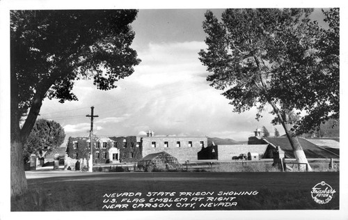 Nevada State Prison showing U.S. Flag Emblem at right near Carson City, Nevada