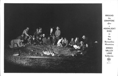Around the Campfire after a Moonlight Ride in the San Bernadino Mountains Green Valley Lake California