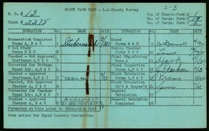 WPA block face card for household census (block 2275) in Los Angeles County
