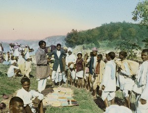 Selling books, India, ca. 1930