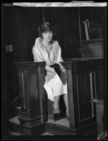 Goldie Palmer testifies in the Aimee McPherson case, Los Angeles, 1926