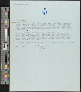 Stewart Edward White, letter, 1936-05-13, to Hamlin Garland