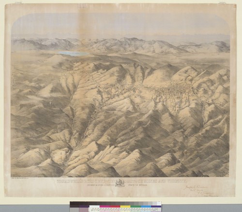 Treadwell's bird's-eye view of the Comstock mines and vicinity, Storey and Lyons Counties, State of Nevada