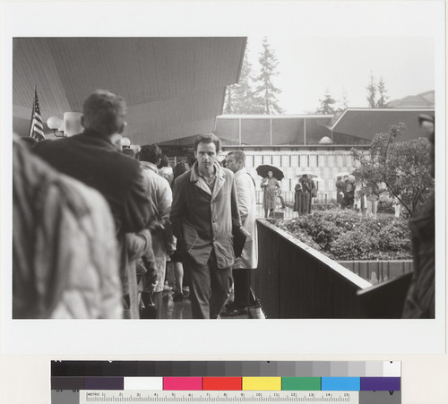 Mario Savio on balcony at Student Union