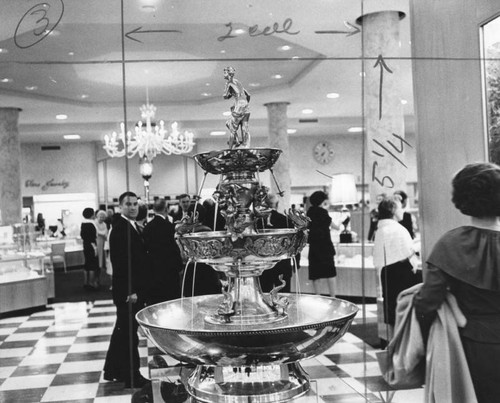 Perfume fountain at benefit opening of Bullock's Fashion Square in Sherman Oaks