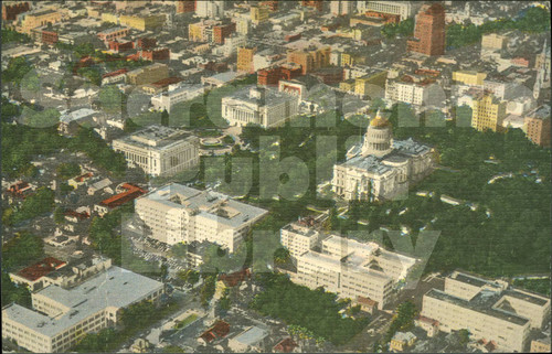 Aerial View of State Capitol and Office Buildings, Sacramento, CA