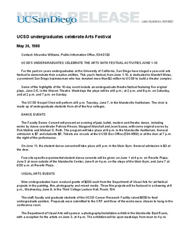 UCSD undergraduates celebrate Arts Festival