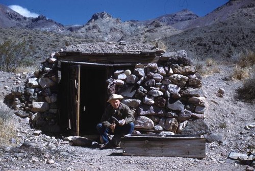 Professor at miner's cabin, Titus Canyon