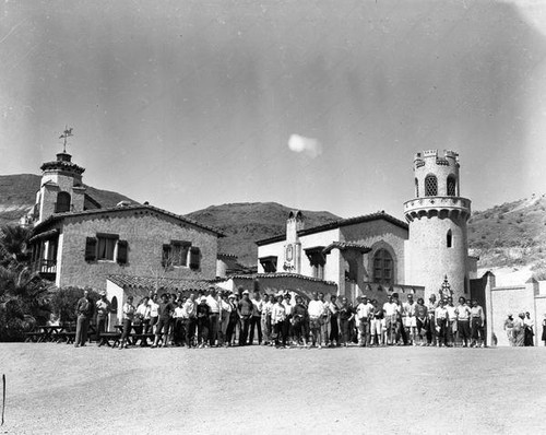 Students in front of Scotty's Castle