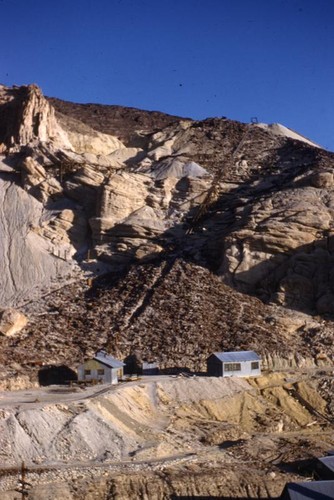 View of two abandoned buildings in Death Valley