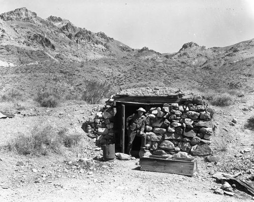 Professor at miner's cabin, Titus Canyon