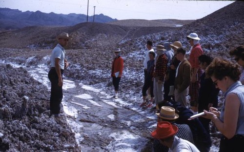 Professor and students at Salt Creek in Death Valley