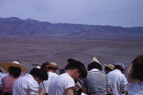 Students at the remains of Lake Manly in Titus Canyon