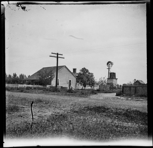 House with windmill and water tower or grainery, Wilmington, California