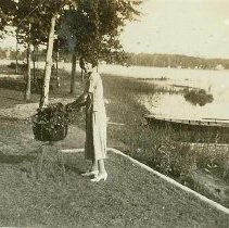 People at a lake