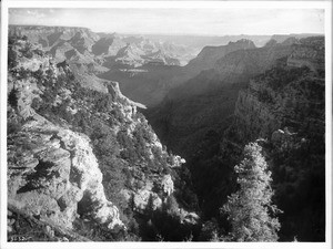View looking east from the Grand View Hotel (not visible) on the Hanse Trail, Grand Canyon, Arizona, 1900-1930