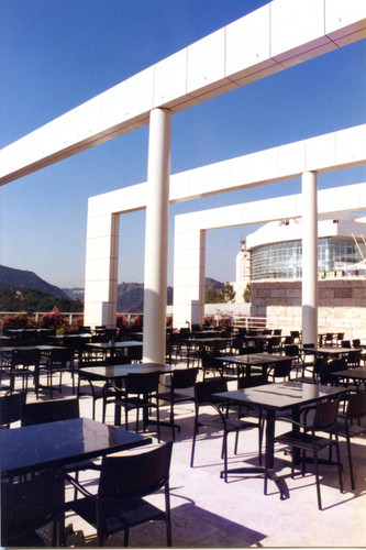 Outdoor dining area at Getty Center, 1996