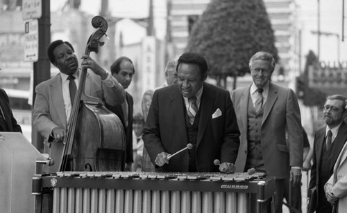Lionel Hampton performing at the unveiling of his star on the Hollywood Walk of Fame, Los Angeles, 1982
