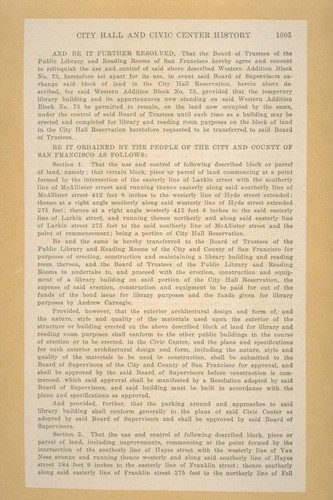 [Page 1005 from 1915-16 San Francisco Municipal Report, "City Hall and Civic Center History."]