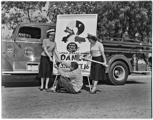 Alma and Gladys advertising the Firemen's Dance at Bixby Park