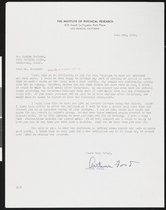 Arthur Ford, letter, 1939-11-06, to Hamlin Garland