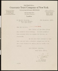 Claude Reddish, letter, 1922-11-06, to Hamlin Garland