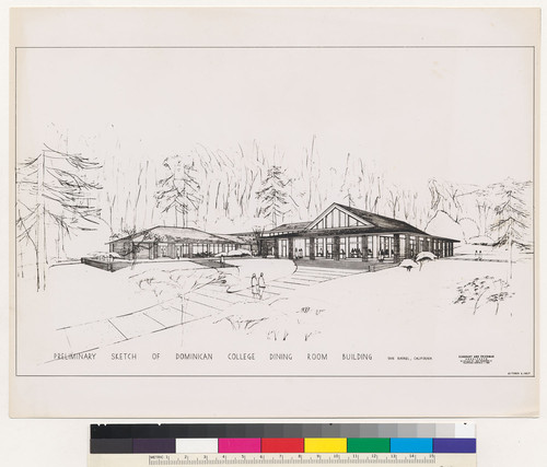 Dominican College Dining Room, preliminary sketch, San Rafael, 1957