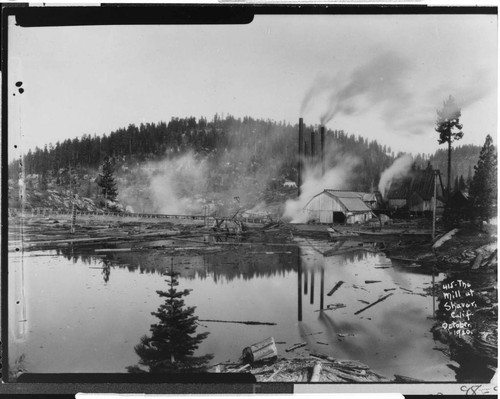 This view of the old lumber mill at Shaver Lake was taken in October 1920
