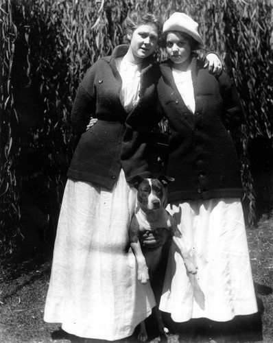 Eva and Caroline Coffinberry, with family dog