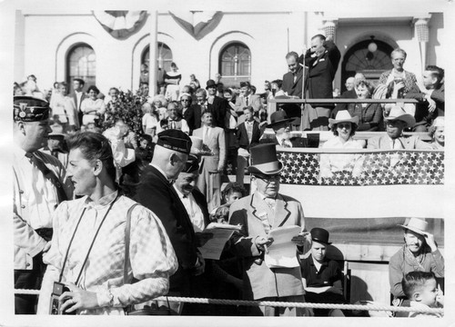 South San Franciisco Bicentennial Parade - speakers stage in front of City Hall (1958)