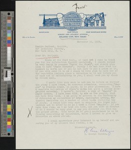B. George Ulizio, letter, 1929-11-25, to Hamlin Garland