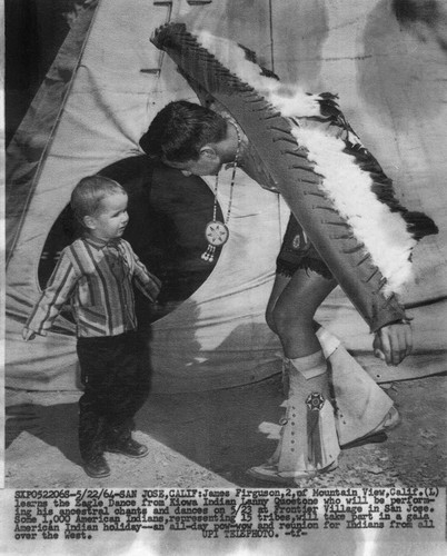 United Press International Telephoto of young boy and Native American